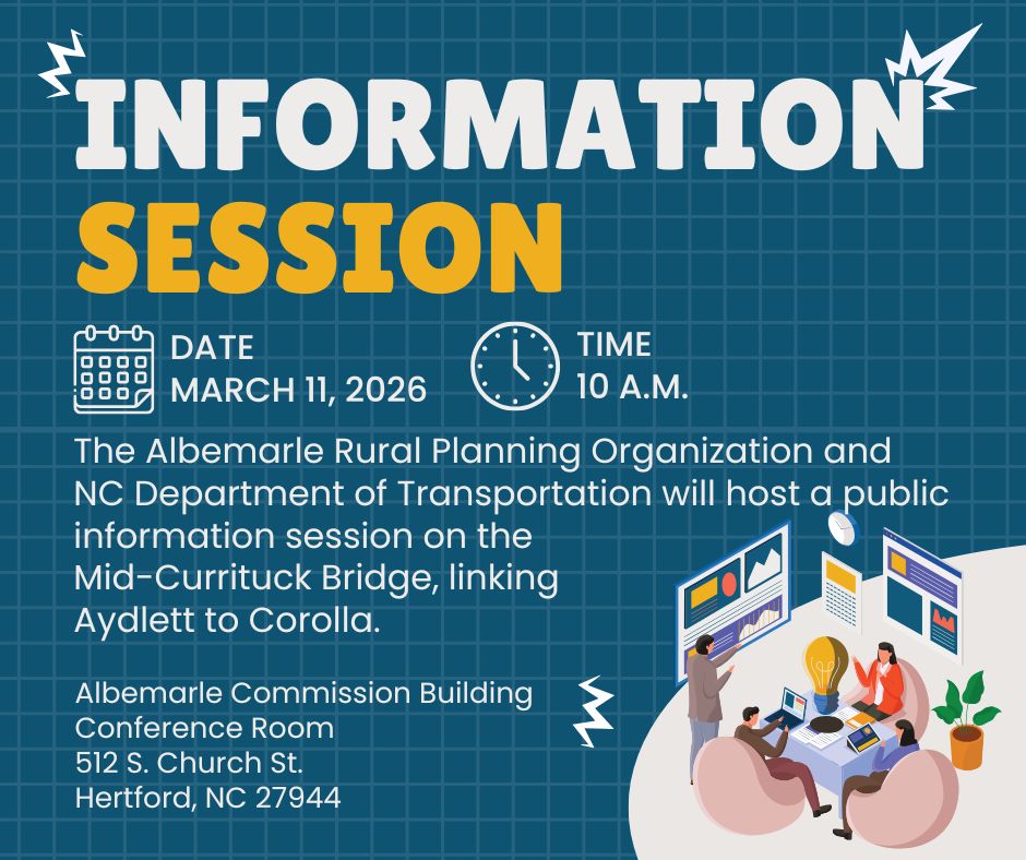 Information Session Flyer for Albemarle Rural Planning Organization on March 11, 2026 at 10AM
